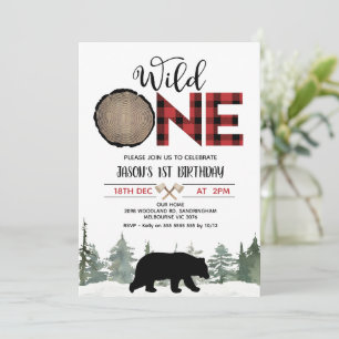 Invitation Boeuf de bison rouge bison plaqué 1er anniversaire