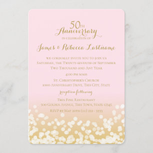 Invitation Bohek d'or et rose 50e anniversaire