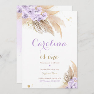 Invitation Bohème 1er anniversaire fête Boho Pampas Grass