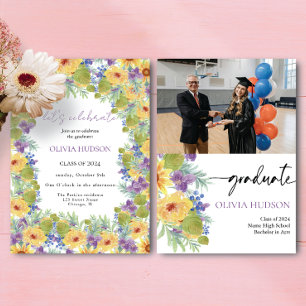 Invitation Bohème audacieux photos fleurs sauvages chic diplô