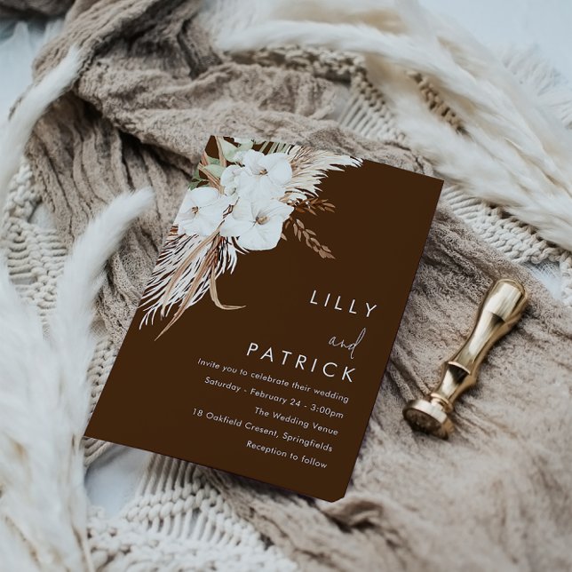 Invitation Bohème Blanc Floral Mariage moderne (Créateur téléchargé)