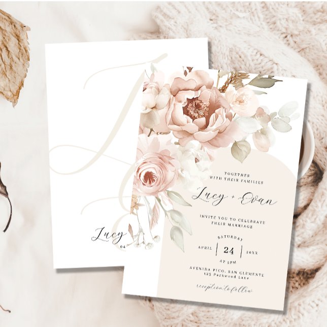 Invitation Bohème Blooms Moderne Arch Boho Mariage (Créateur téléchargé)