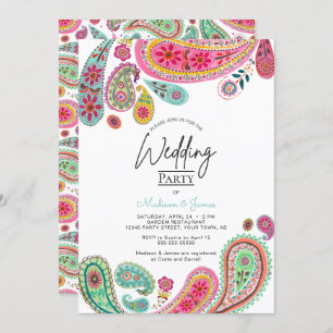 Invitation Bohème Bohème Chic rose Indien Paisley Mariage