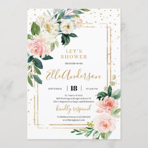 Invitation bohème bohème moderne rose rose floral