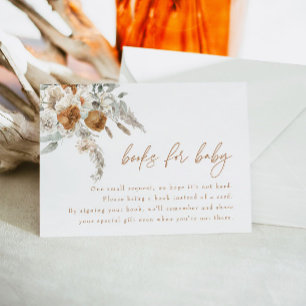 Invitation BOHEME Boho Terracotta Floral Livres pour Baby Car