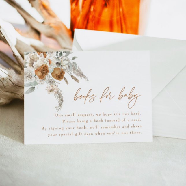 Invitation BOHEME Boho Terracotta Floral Livres pour Baby Car (Créateur téléchargé)