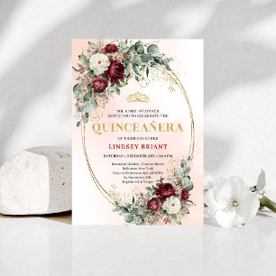 Invitation Bohème Bourgogne Fleurie Or pour Quince