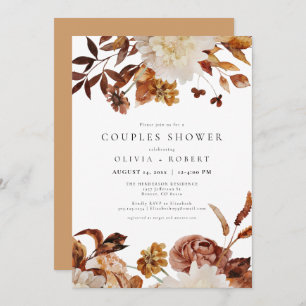 Invitation Bohème Burnt Orange Chute Floral Couples Douche