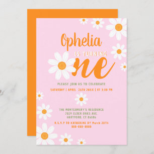 Invitation Bohême Daisy Baby 1er Anniversaire fête mignonne r