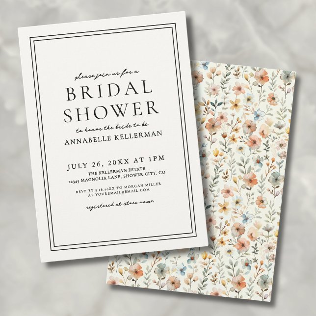 Invitation Bohème Élégante Florale Sauvage : Baby Shower de M (Boho Botanical Elegant Wildflower Bridal Shower Invitation)