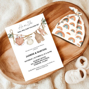 Invitation Bohème, elle ou elle Bébé Vêtements sexe révéler