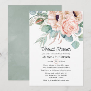 Invitation Bohème Eucalyptus Coquelicot Shower Virtuel