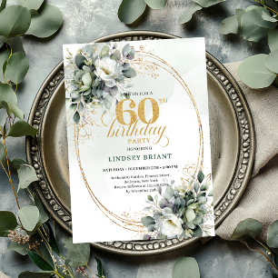 Invitation Bohème Eucalyptus pour les 60 ans avec