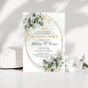 Invitation Bohème Feuillage Quinceañera Or