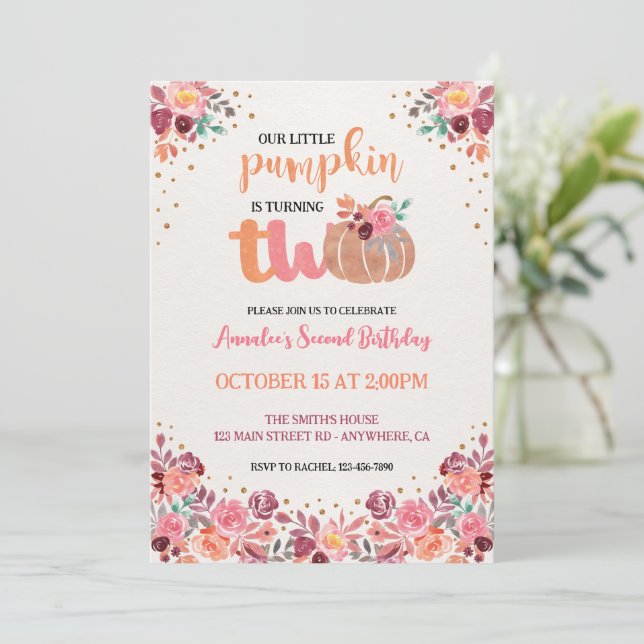 Invitation Bohème Fleurie pour les 2 ans de Little (Debout devant)