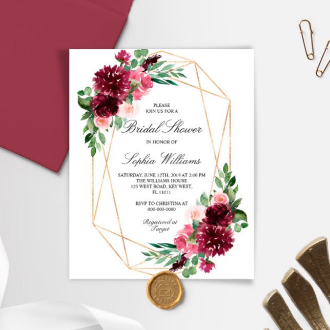 Invitation Bohème Floral Bridal Budget (Créateur téléchargé)