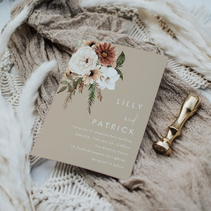Invitation Bohème Floral Mariage beige
