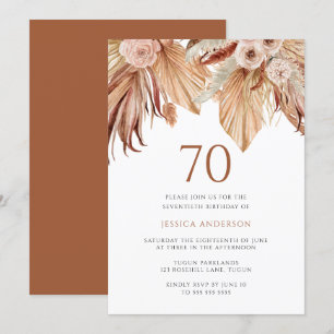 Invitation Bohème Floral Terracotta Boho 70e anniversaire