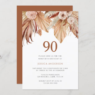 Invitation Bohème Floral Terracotta Boho 90e anniversaire
