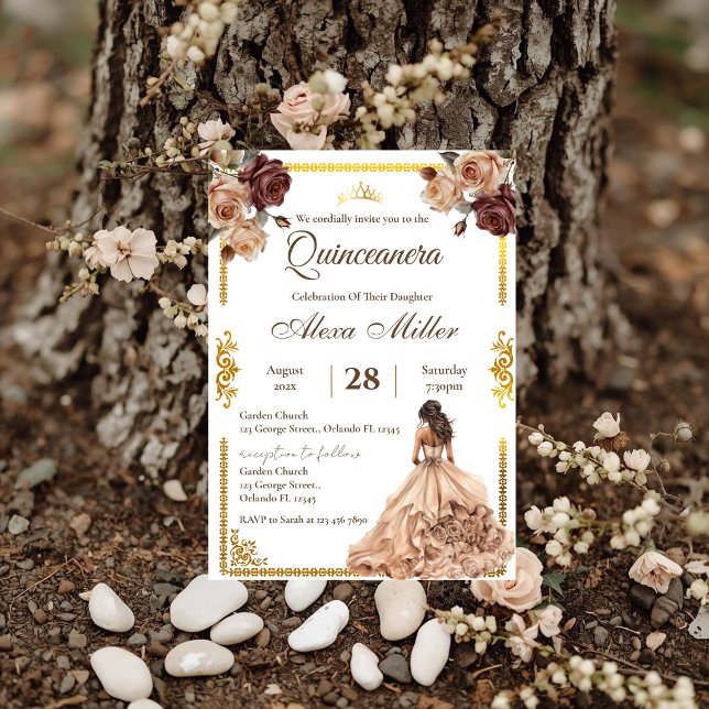 Invitation Bohème Florale pour Quinceañera (Créateur téléchargé)