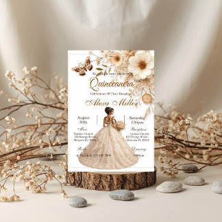 Invitation Bohème Florale pour Quinceañera