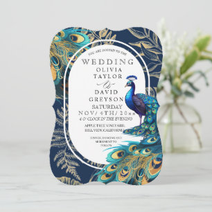 Invitation Bohème Peacock Plumes Flora Mariage