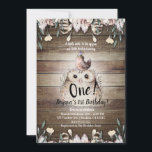 Invitation Bohème Plumes Amis Chouette & Oiseau Bébé 1er Un<br><div class="desc">Personnaliser pour tout événement.</div>