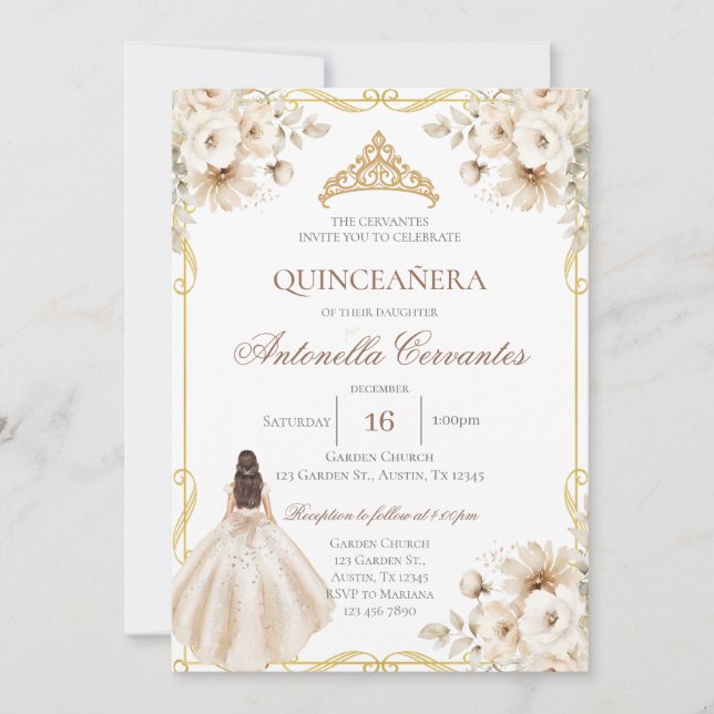 Invitation Bohème pour Quinceanera (Devant)
