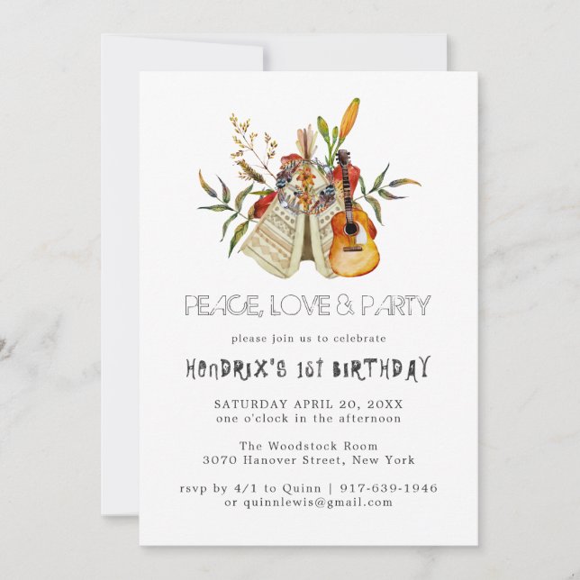 Invitation bohème pour une fête d'anniversaire sur (Devant)
