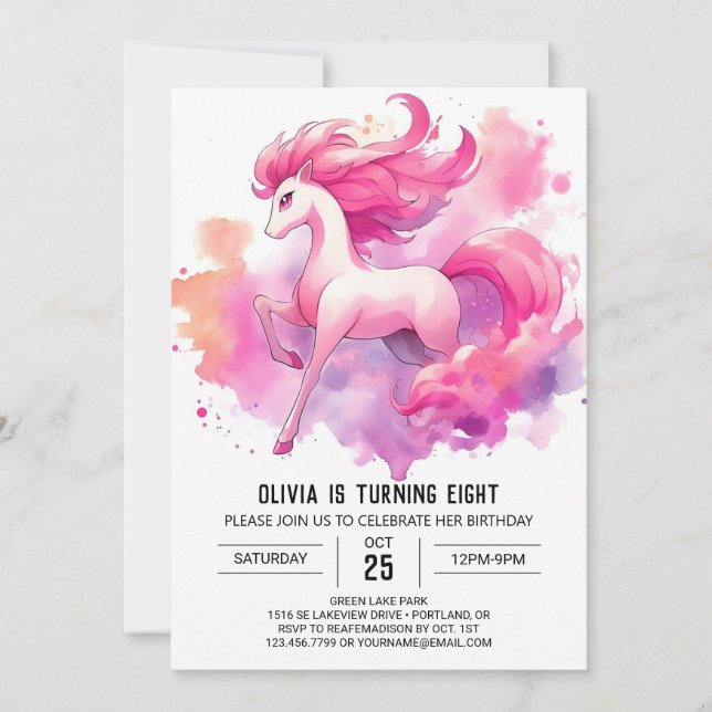 Invitation Bohème Printable Cheval Anniversaire (Devant)