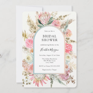 Invitation Bohème Rose Floral Douche nuptiale