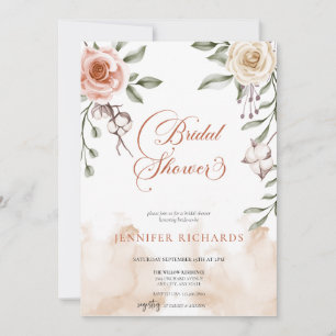 Invitation Bohème Rustique Fête de Mariage Rose Vintage