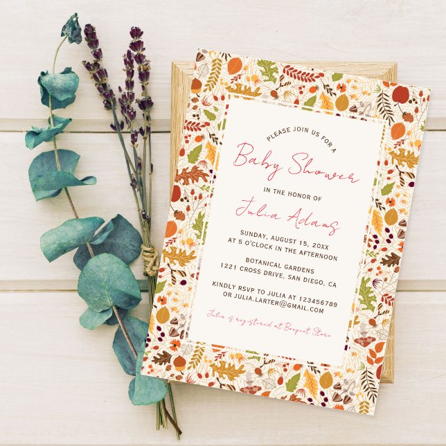Invitation Bohème Séchée Rustique Automne Chute Baby Shower (Créateur téléchargé)