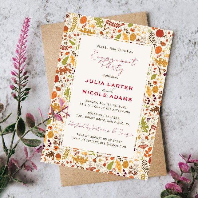 Invitation Bohème Séchée Rustique Automne Engagement Party (Créateur téléchargé)