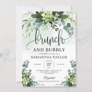 Invitation Bohème verdure succulent brunch et bubby
