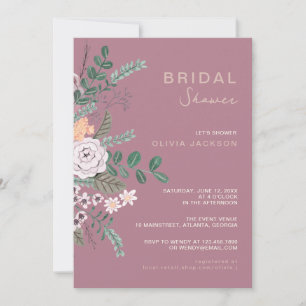 Invitation Bohème Vert & Mauve Chic Floral Fleurs nuptiale