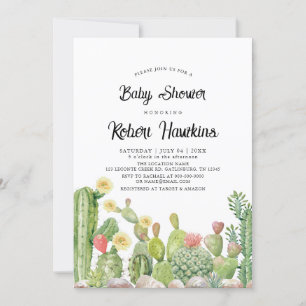 Invitation Bohemian Boho Cactus Baby shower neutre pour les f