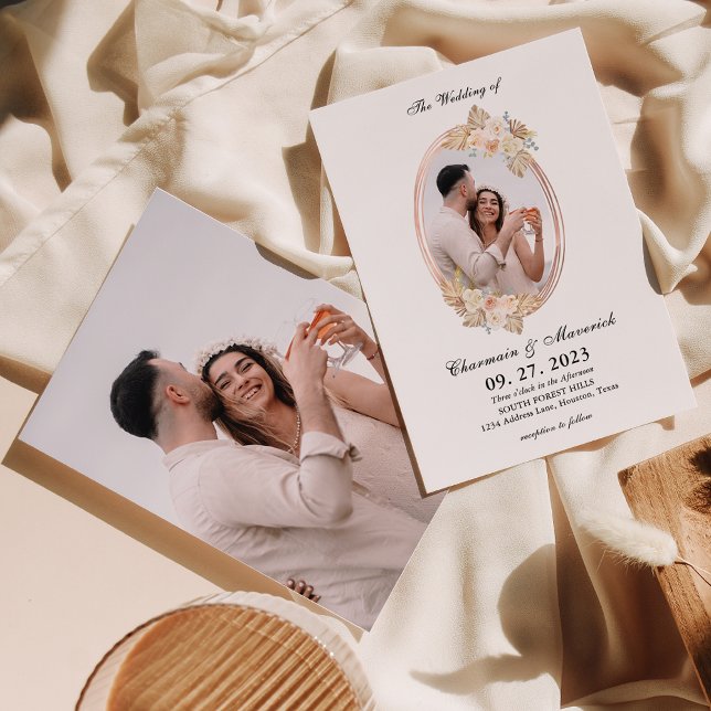 Invitation Bohemian Circle Boarder 2 Mariage photo (Créateur téléchargé)