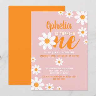 Invitation Bohemian Daisy 1er Anniversaire fête Dustday Rose