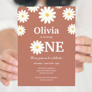 Invitation Bohemian Daisy Floral 1er anniversaire