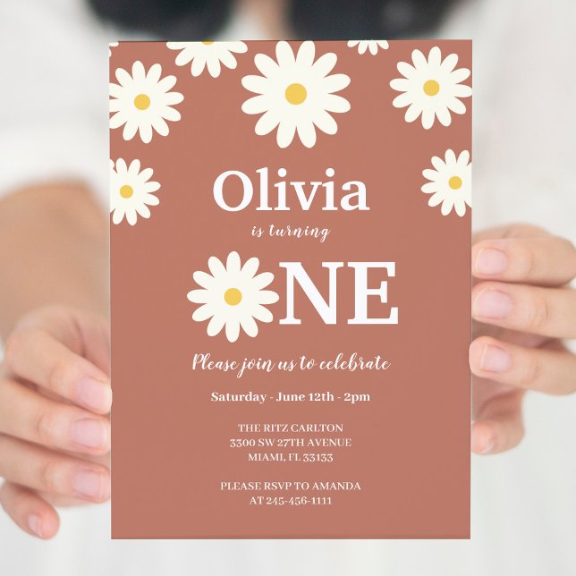 Invitation Bohemian Daisy Floral 1er anniversaire (Créateur téléchargé)