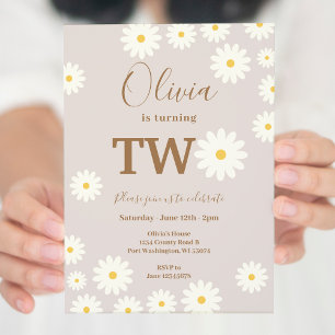 Invitation Bohemian Daisy Floral 2e fête d'anniversaire