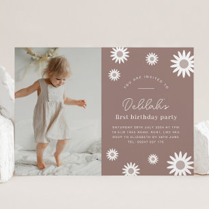 Invitation Bohemian Daisy Paysage Photo Anniversaire Invitati
