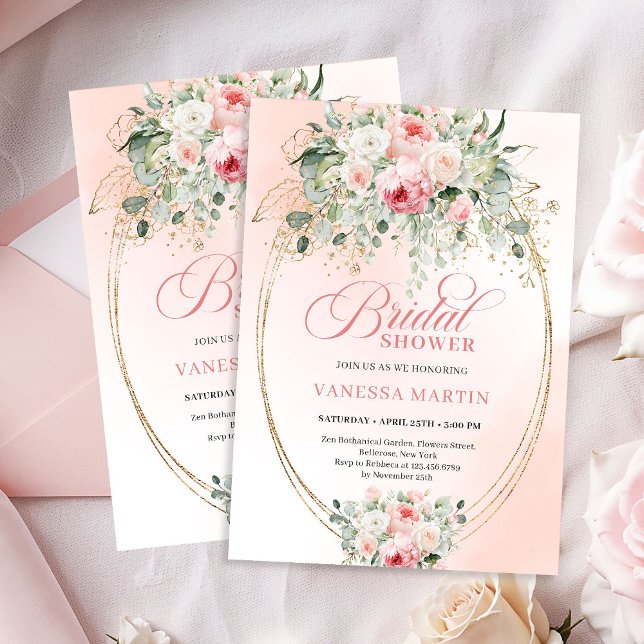 Invitation Bohemian Dusty Rose Floral Bridal Shower Invites (Bohemian Dusty Rose Floral Bridal Shower Invitation)