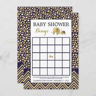 Invitation Bohemian Elephant et Chevron Baby shower Bingo