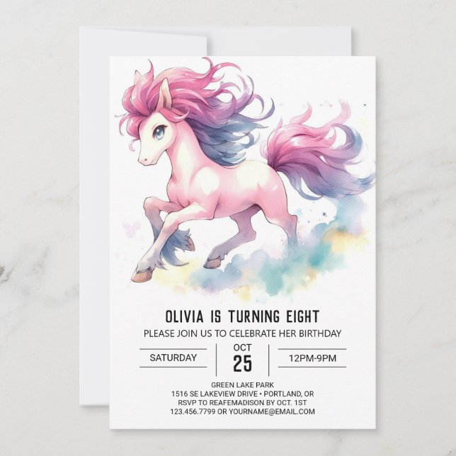 Invitation Bohemian Kids Horse Anniversaire (Devant)