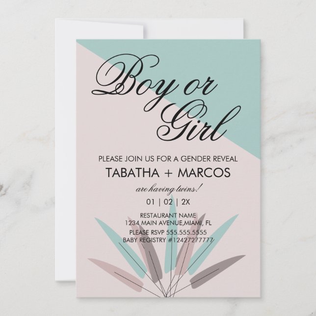 Invitation BOHEMIAN Leaf Tribal Baby Genre Revey (Devant)