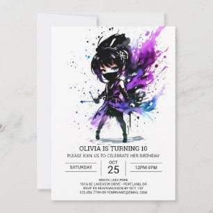 Invitation Bohemian Ninja Printable Girl Birthday