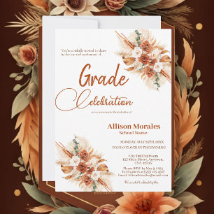 Invitation Bohemian Terracotta Boho Floral Pampas Graduation
