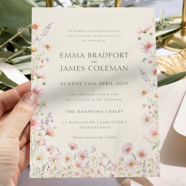 Invitation Bohemian Whimsical  Wildflowers Formal Wedding (Bohemian Whimsical Wildflowers Formal Wedding Invitation)